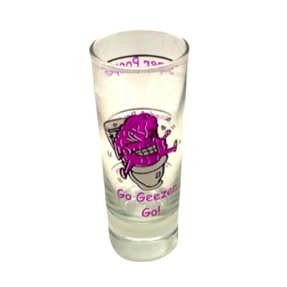 Vintage Shot Glass Go Geezer Novelty Bar Accessory